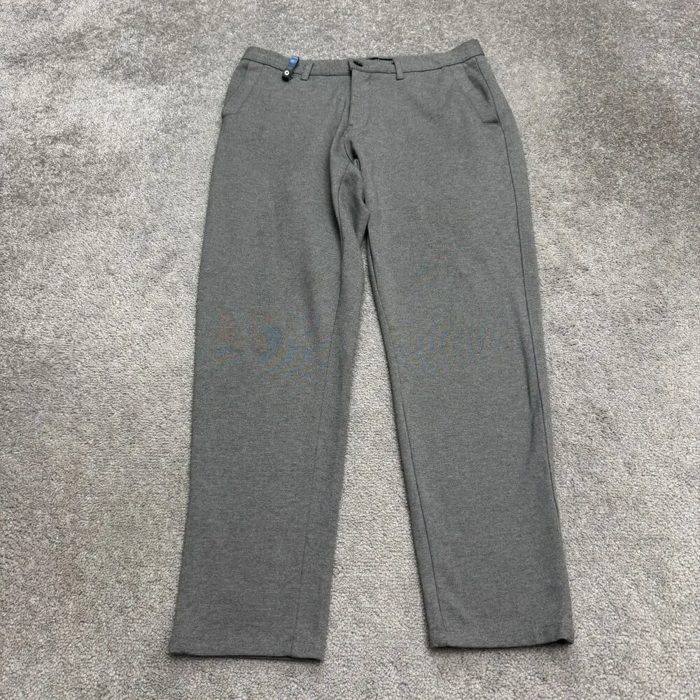 Zara Stretch Dress Pants Trouser Mens 34 Heathered Gray Tapered Leg Flat Front